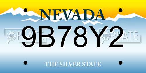 9B78Y2 Nevada License Plate