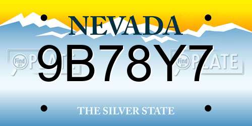 9B78Y7 Nevada License Plate