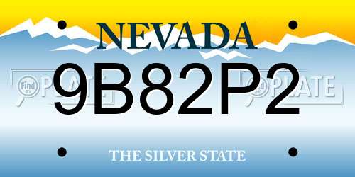 9B82P2 Nevada License Plate