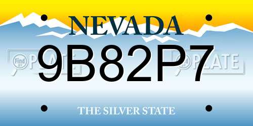 9B82P7 Nevada License Plate