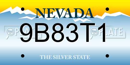 9B83T1 Nevada License Plate