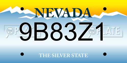 9B83Z1 Nevada License Plate