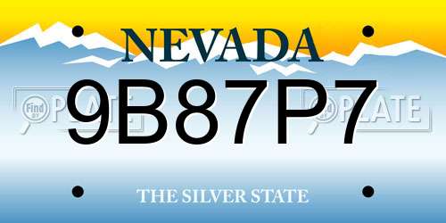 9B87P7 Nevada License Plate