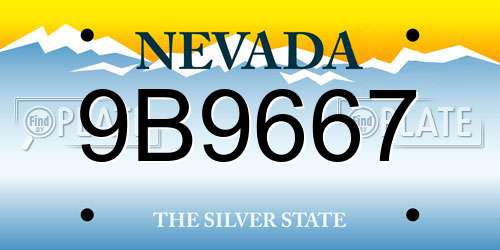9B9667 Nevada License Plate