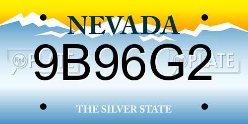 9B96G2 Nevada License Plate