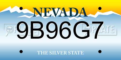 9B96G7 Nevada License Plate