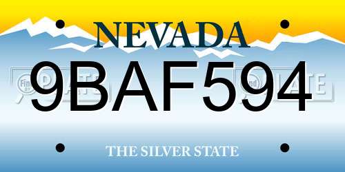 9BAF594 Nevada License Plate