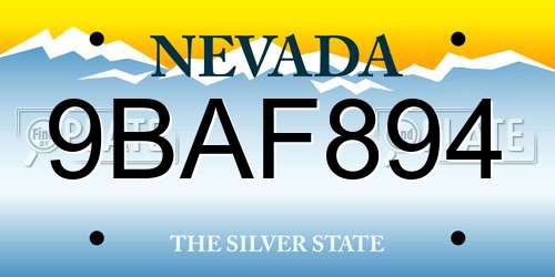 9BAF894 Nevada License Plate
