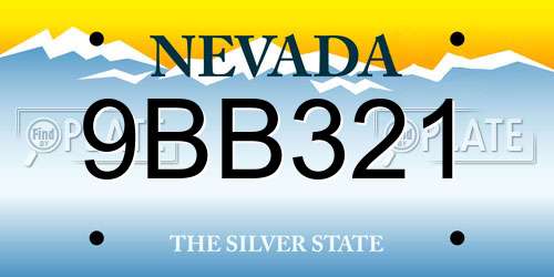9BB321 Nevada License Plate