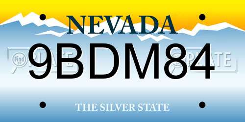 9BDM84 Nevada License Plate