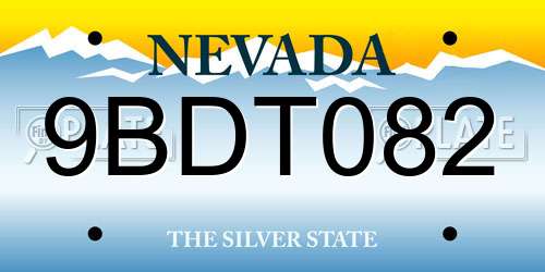 9BDT082 Nevada License Plate