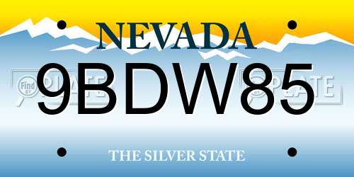 9BDW85 Nevada License Plate