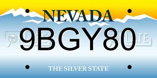 9BGY80 Nevada License Plate