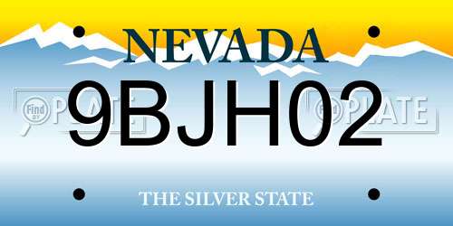 9BJH02 Nevada License Plate