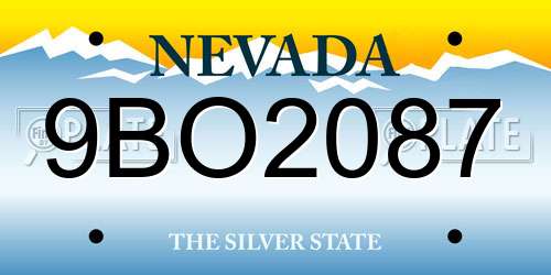 9BO2087 Nevada License Plate