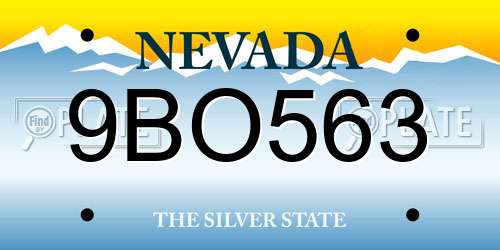 9BO563 Nevada License Plate