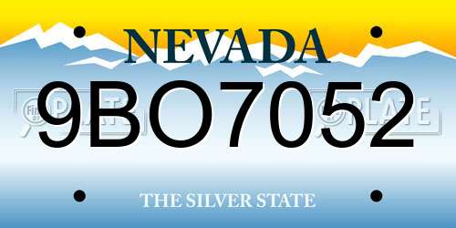9BO7052 Nevada License Plate