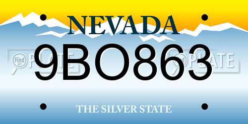 9BO863 Nevada License Plate