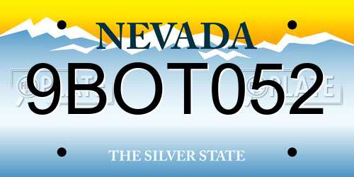 9BOT052 Nevada License Plate