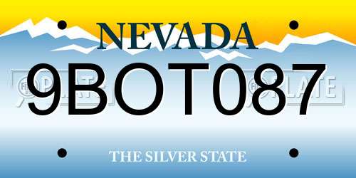 9BOT087 Nevada License Plate