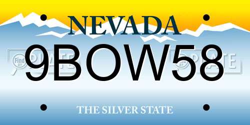 9BOW58 Nevada License Plate