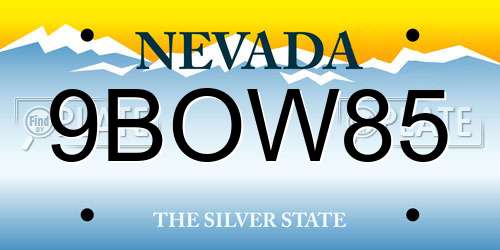 9BOW85 Nevada License Plate