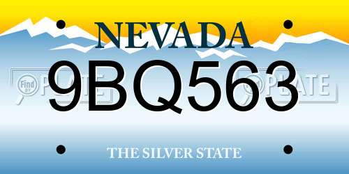 9BQ563 Nevada License Plate
