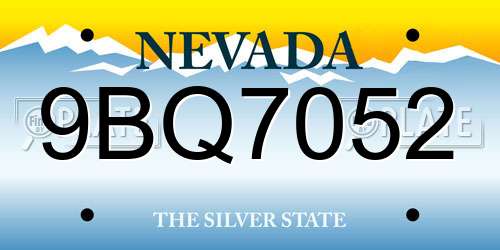 9BQ7052 Nevada License Plate