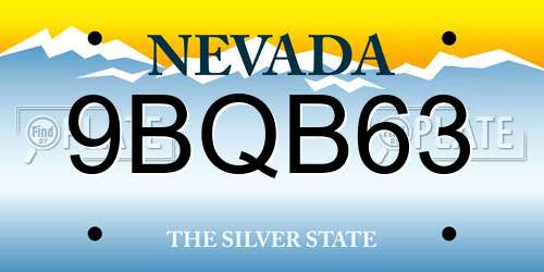 9BQB63 Nevada License Plate