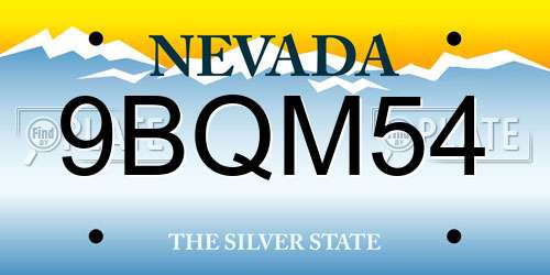 9BQM54 Nevada License Plate