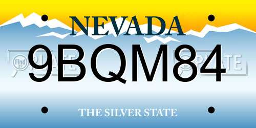 9BQM84 Nevada License Plate