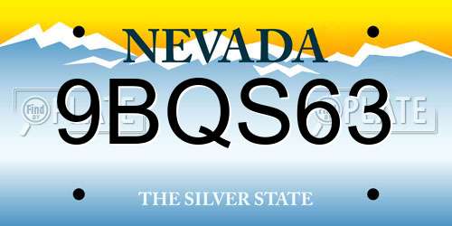 9BQS63 Nevada License Plate