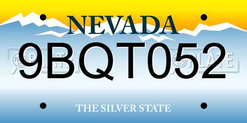 9BQT052 Nevada License Plate