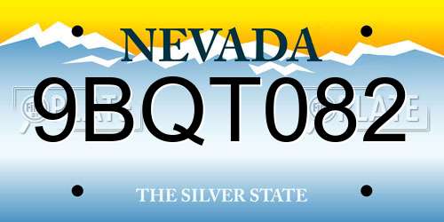 9BQT082 Nevada License Plate