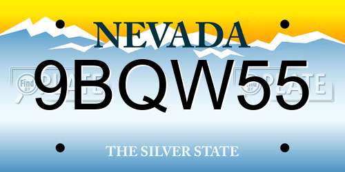 9BQW55 Nevada License Plate