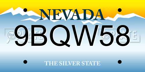 9BQW58 Nevada License Plate