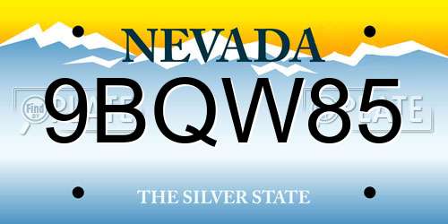 9BQW85 Nevada License Plate