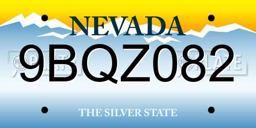 9BQZ082 Nevada License Plate
