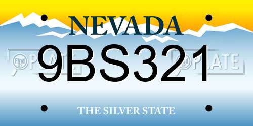 9BS321 Nevada License Plate