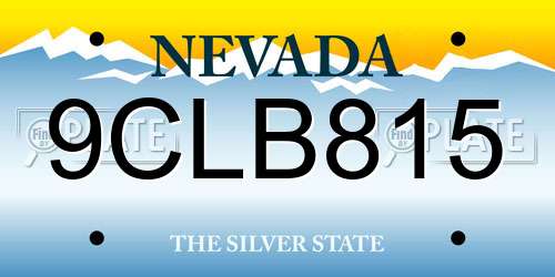 9CLB815 Nevada License Plate