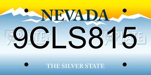 9CLS815 Nevada License Plate