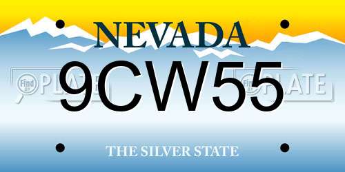 9CW55 Nevada License Plate