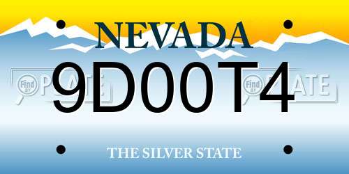 9D00T4 Nevada License Plate