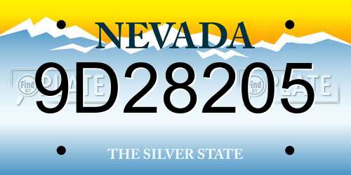 9D28205 Nevada License Plate