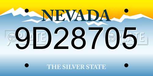 9D28705 Nevada License Plate