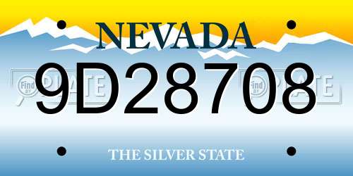 9D28708 Nevada License Plate
