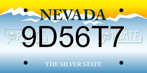 9D56T7 Nevada License Plate