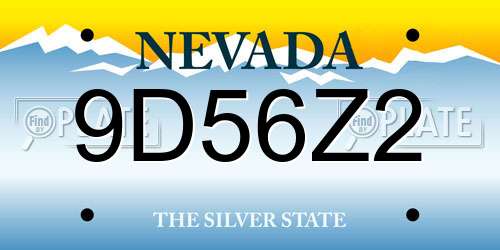 9D56Z2 Nevada License Plate