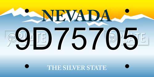 9D75705 Nevada License Plate