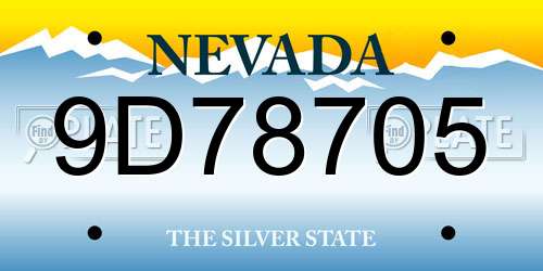 9D78705 Nevada License Plate